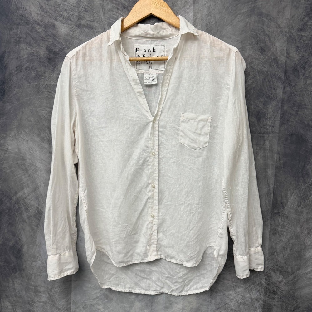 Frank & Eileen Eileen White Linen Button Up Shirt Italian Fabric XS